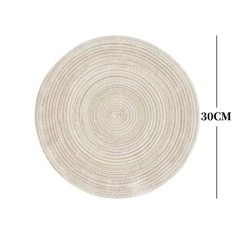 2/4Pcs Round Table Mat Woven Ramie Placemats Anti Slip Dining Table Mats Tableware Bowl Pads Drink Cup Coasters Kitchen Supplies - Auraveia