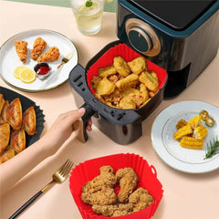 9 Inch Silicone Air Fryers Oven Baking Tray Pizza Fried Chicken Airfryer Silicone Basket Reusable Airfryer Pan Liner Accessories - Auraveia