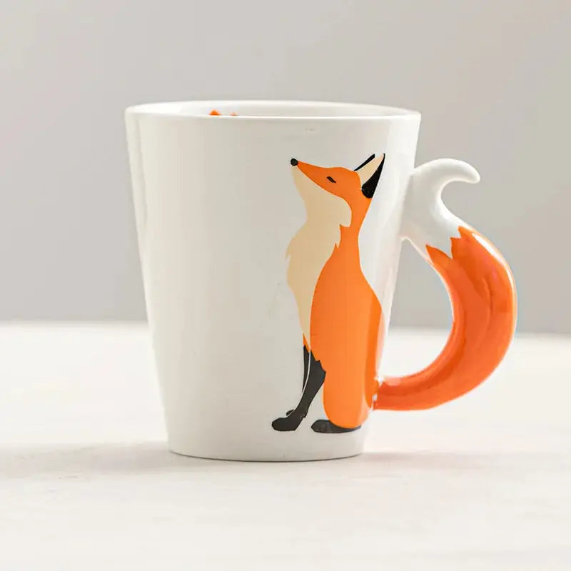 Creative Fox 3D Cartoon Coffee Mugs with Handle Personalized Office Cup Animal Ceramic Mug 350ml Tea Cup Korean Milk Mug - Auraveia