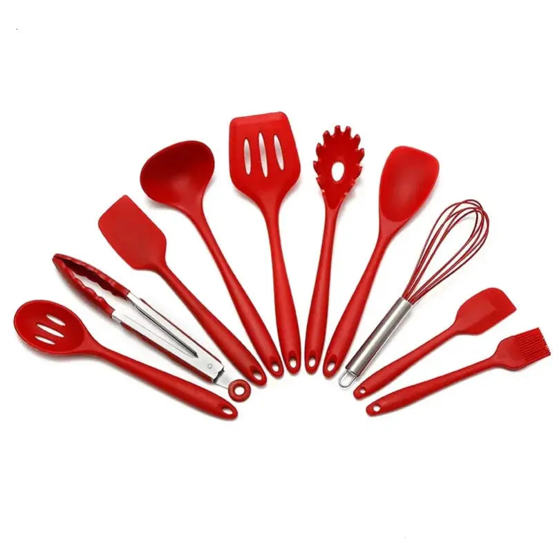 10 PCS Silicone Cookware Set Kitchen Cooking Tools Baking Tools Tableware Silicone Shovel Spoon Scraper Kitchen Accessories - Auraveia