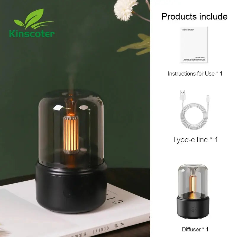 KINSCOTER Portable Mini Aroma Diffuser USB Air Humidifier Essential Oil Night Light Cold Mist Maker Sprayer for Home Gift Auraveia