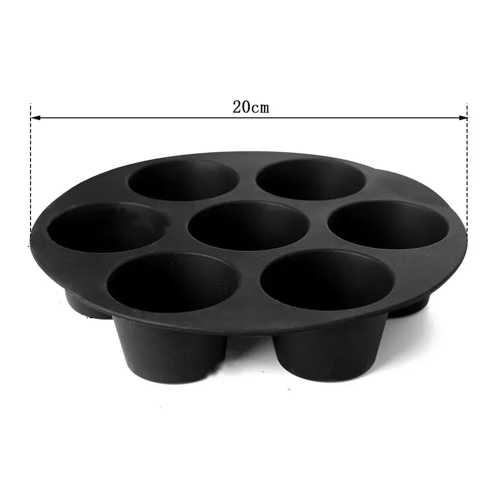 7 Even Cake Cups Air Fryer Accessories Round Muffin Cup Mold Microwave Oven Baking Mold Baking Bakeware Mat Baking Tray Cake Pan - Auraveia