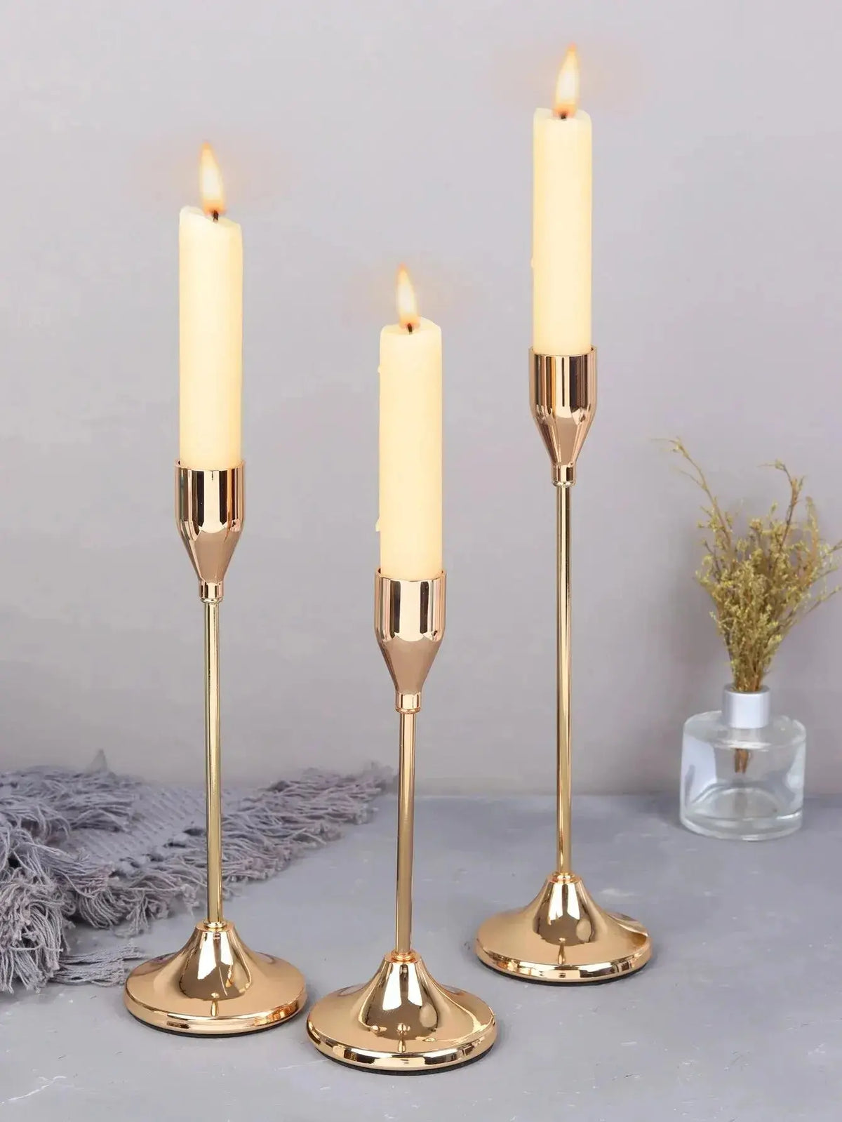 3Pcs/Set European Style Metal Candle Holders Candlestick Fashion Wedding Table Candle Stand Exquisite Candlestick Christmas Tabl - Auraveia