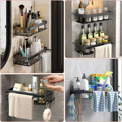 Bathroom Shelf Kitchen Storage Organizer Aluminum Alloy Shampoo Rack Shower Shelf Bathroom Accessories No Drill Shelf - Auraveia