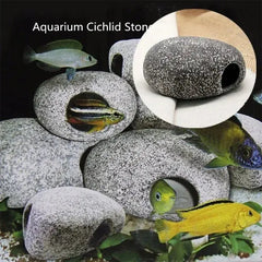 1Pc Cichlid Stone Cave Aquarium Fish Tank Pond Ornament Decoration Shrimp Breeding Ceramic - Auraveia