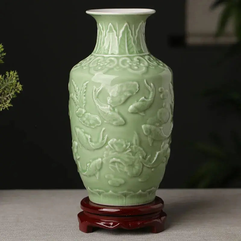 Ceramic Vase Decoration, Flower Arrangement, Antique Shelf, Chinese Zen Flower Arrangement, Home Decoration, Jingdezhen Auraveia