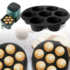 7 Even Cake Cups Air Fryer Accessories Round Muffin Cup Mold Microwave Oven Baking Mold Baking Bakeware Mat Baking Tray Cake Pan - Auraveia