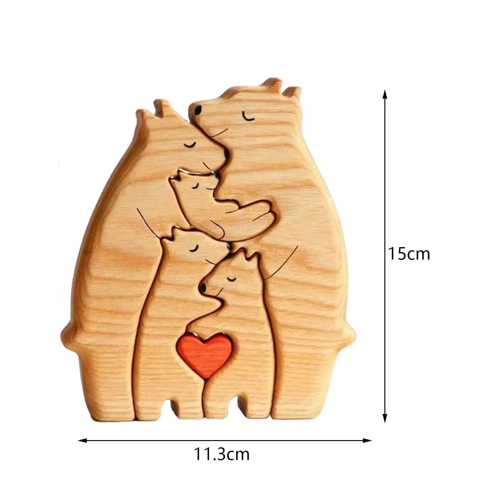 Bear Family Theme Wooden Art Puzzle Wooden Sculpture DIY Cute Family Member of Bears Puzzle Home Desktop Decor Mothers Day Gift - Auraveia