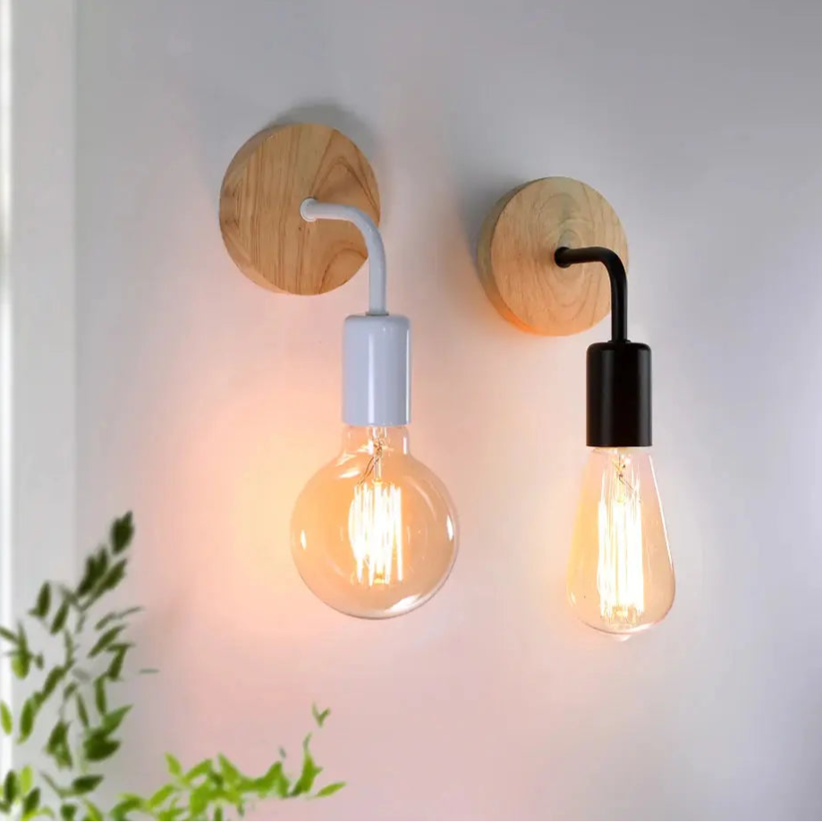 Retro Wood Wall Lamp E27 220V 110V Vintage Sconce Wall Light Fixture Bedside Retro Lamp Indoor Home Decor Bedroom Lights - Auraveia