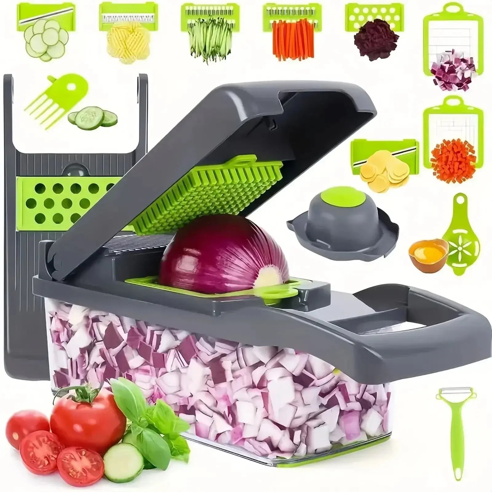 Multifunctional Vegetable Chopper Handle Food Grate Food Chopper Vegetable Slicer Dicer Cut 14/16 in 1 Kitchen Items Cocina - Auraveia