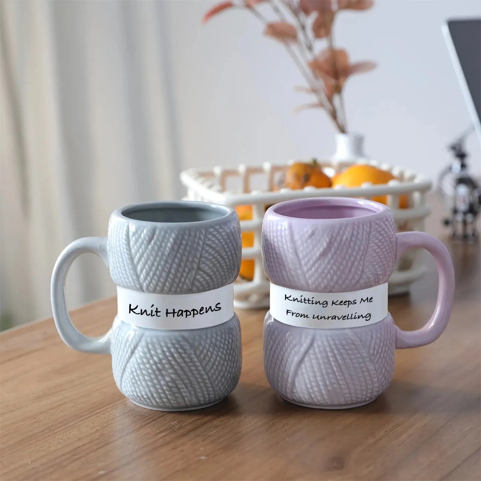 1pc 425ml Unique Knit Style Ceramic Coffee Mug Insulated Funny Gift for Family Holiday Tea Cup Gift Summer and Winter Drinkware - Auraveia