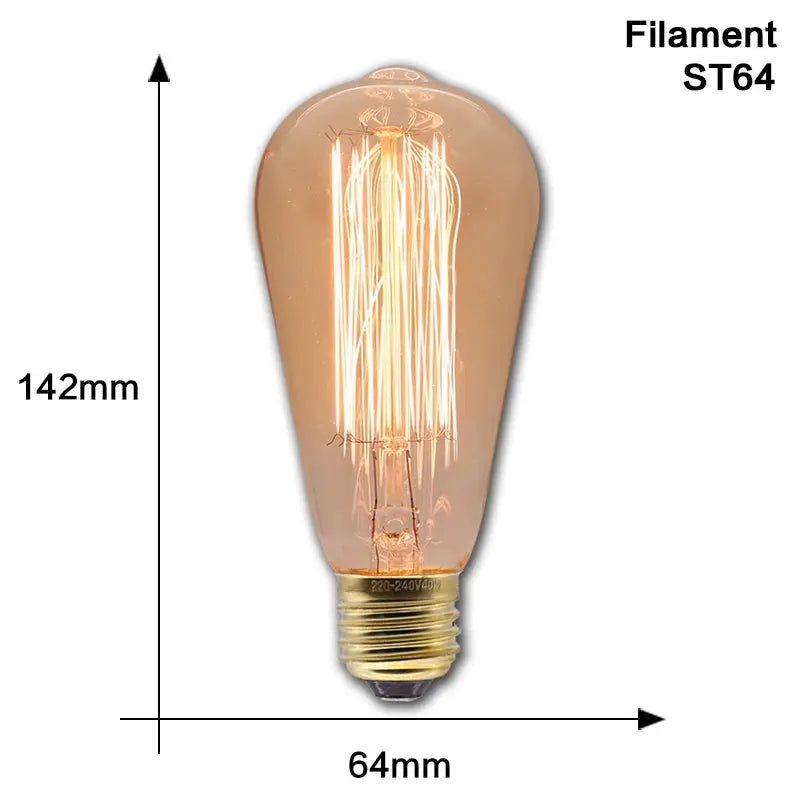 Retro Edison Bulb Lamps E27 40W 220V 110V Bedroom Industrial Loft Vintage Light Bulb For Home Decor T45 A19 ST64 G80 G95 Lamp - Auraveia