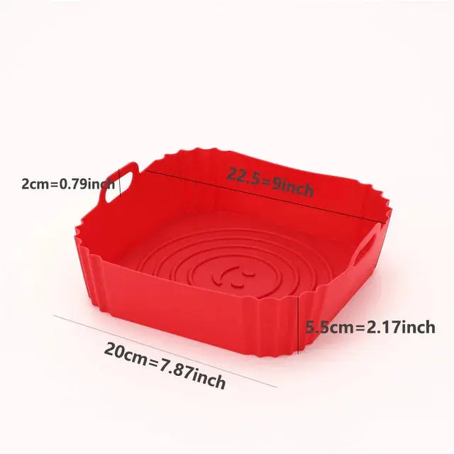 9 Inch Silicone Air Fryers Oven Baking Tray Pizza Fried Chicken Airfryer Silicone Basket Reusable Airfryer Pan Liner Accessories - Auraveia