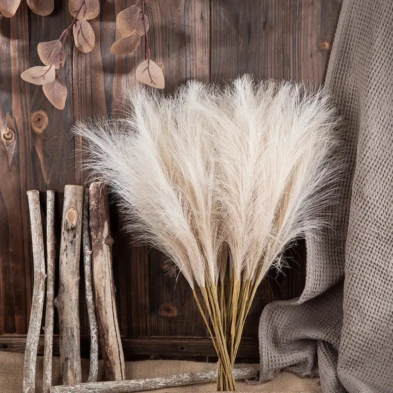 White Faux Pampas Grass Decor Auraveia