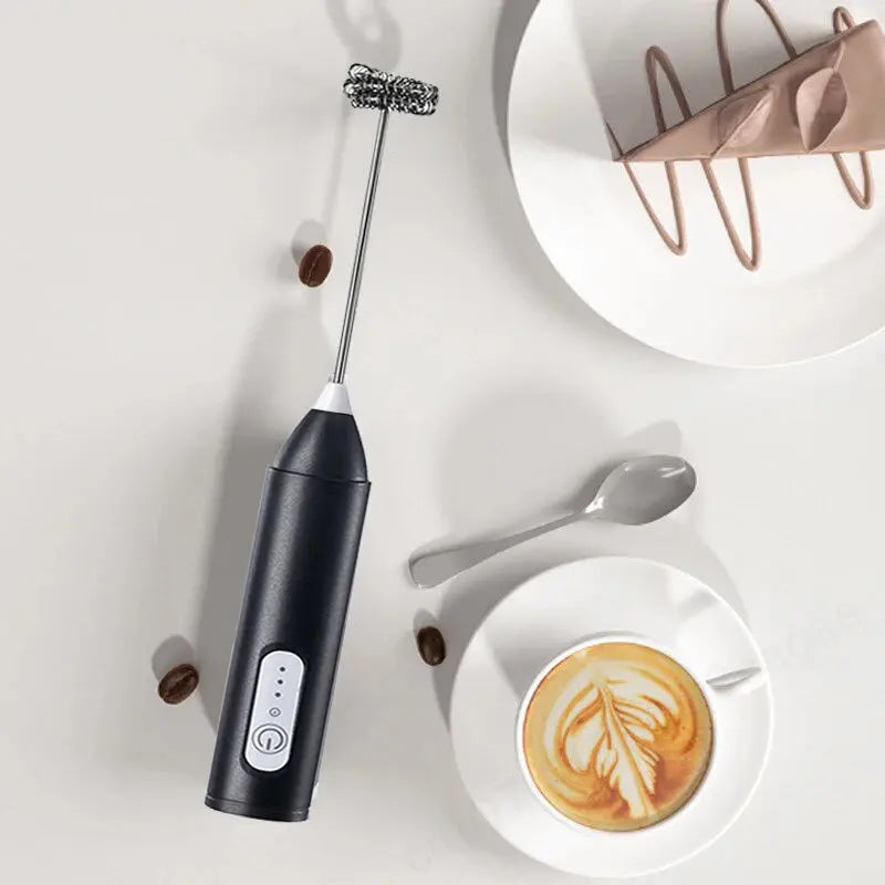 Wireless Milk Frother Electric Type-C Handheld Blender Stainless Steel Mini Coffee Maker Whisk Mixer For Coffee Cappuccino Cream Auraveia