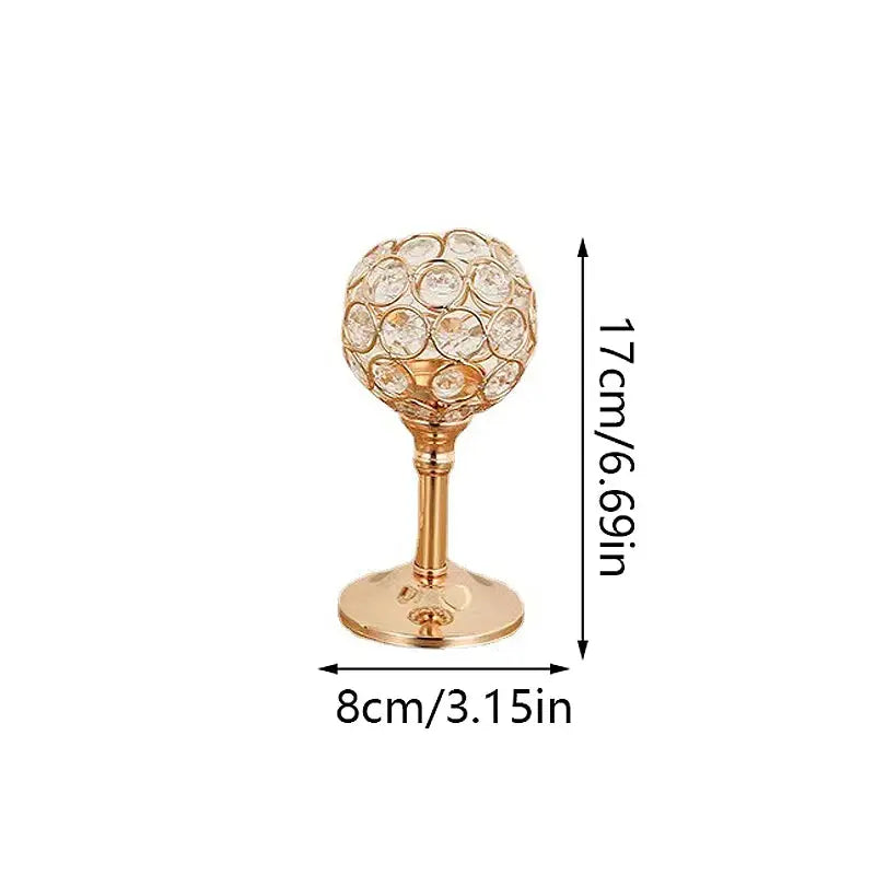 Vintage Crystal Candle Holder Golden Tealight Candlestick Table Centerpiece Candle Stand Christmas Wedding Party Home Decoration - Auraveia