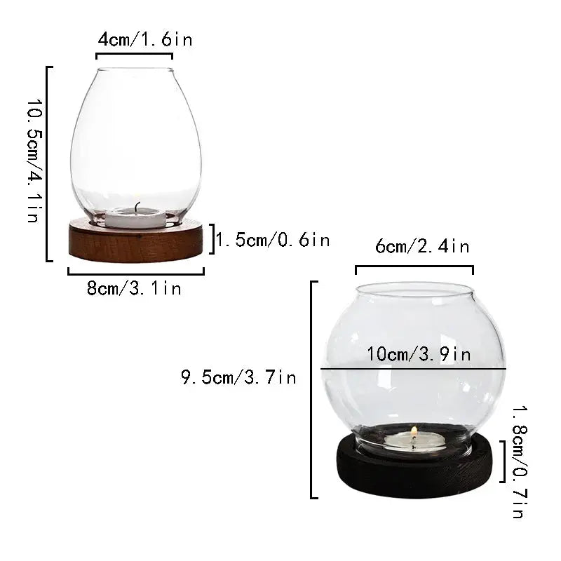 Transparent Round Glass Candlestick Retro Home Windproof Candle Holders Cup Cover Table Decor Ornament Wedding Party Accessories Auraveia