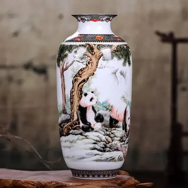 Ceramic Jingdezhen Vase Chinese Traditional Flower Vases Living Room Decoration Vase Fine Smooth Surface Furnishing Articles Auraveia