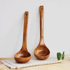 1PC Wooden Large Capacity Soup Spoon Kitchen Use A Spoon To Handle High Temperature Cooking Convenient And Durable - Auraveia