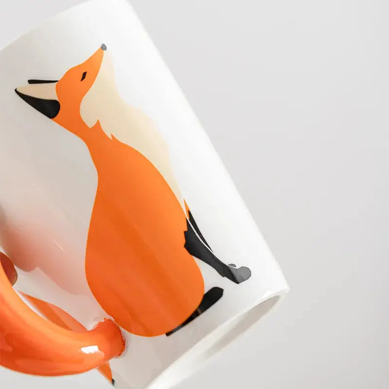 Creative Fox 3D Cartoon Coffee Mugs with Handle Personalized Office Cup Animal Ceramic Mug 350ml Tea Cup Korean Milk Mug - Auraveia