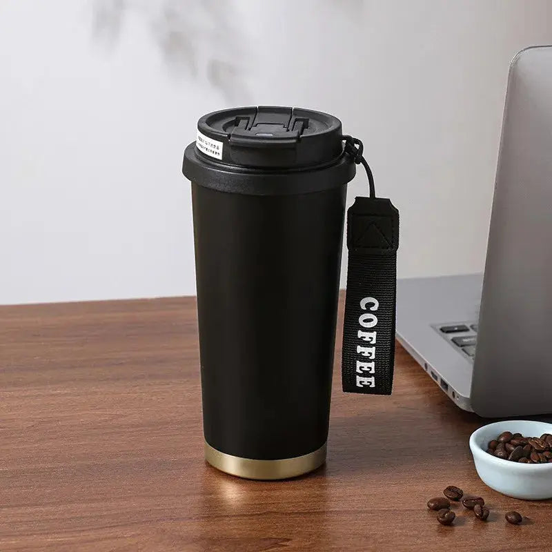 500ml Creative Printing Flower Stainless Steel Thermos Mug Portable Dual-Drink Coffee Mug Car Large-Capacity Straw Gift Cup Auraveia