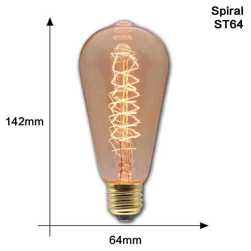 Retro Edison Bulb Lamps E27 40W 220V 110V Bedroom Industrial Loft Vintage Light Bulb For Home Decor T45 A19 ST64 G80 G95 Lamp - Auraveia