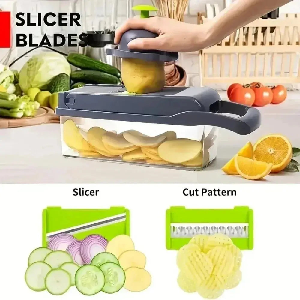 Multifunctional Vegetable Chopper Handle Food Grate Food Chopper Vegetable Slicer Dicer Cut 14/16 in 1 Kitchen Items Cocina - Auraveia