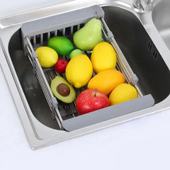 Scalable Stainless Steel Kitchen Utensils, Vegetable Sink, Drainage Basket, Adjustable and Expandable - Auraveia