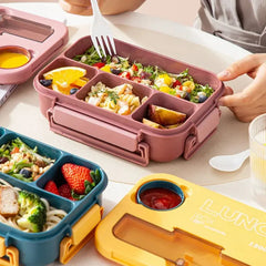 Compartment 1300ML Portable Lunch Box Kids Students Office Bento Box With Fork and Spoon Microwave Food Storage Container - Auraveia