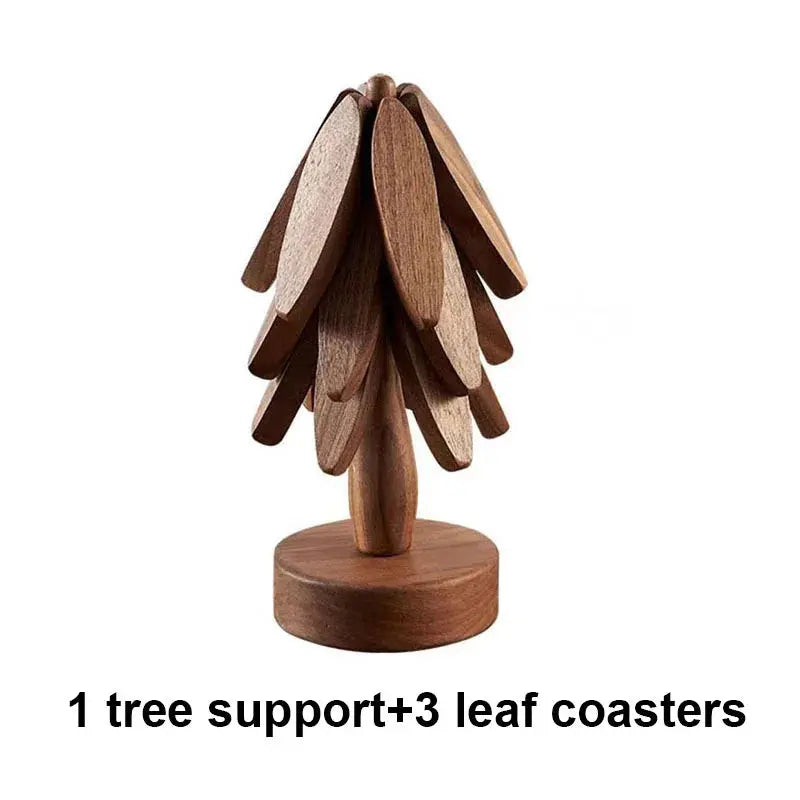 4PCS Tree Design Stand Wooden Trivets Decorative Anti Scald Heat Resistant Table Mat Coaster Wood Placemats Pot - Auraveia