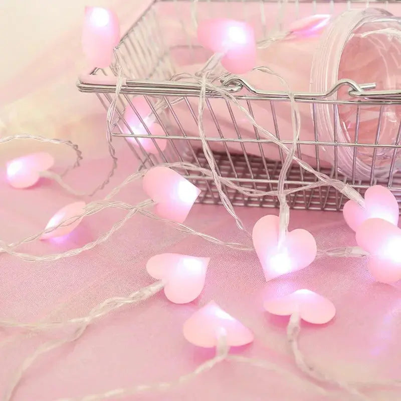 Pink Heart LED String Lights Auraveia