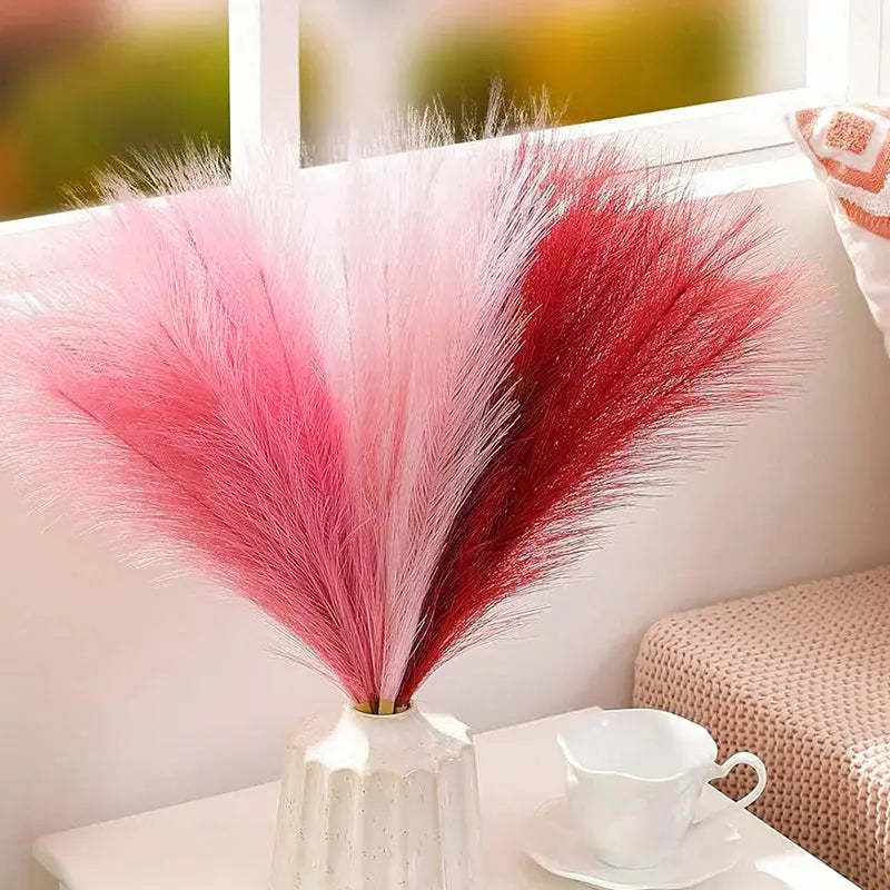 9Pcs/Pack Colorful Artificial Pampas Grass Bouquet Fake Plant for DIY Wedding Decoration Supplies Home Party Vase DIY Ornaments Auraveia