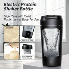 Electric Shaker Bottle 500ML Electric Protein Powder Mixing Cup Automatic Shaker Bottle Mixer Shake Bottle Milk Coffee Blender Kettle fro Gym outdoor Auraveia