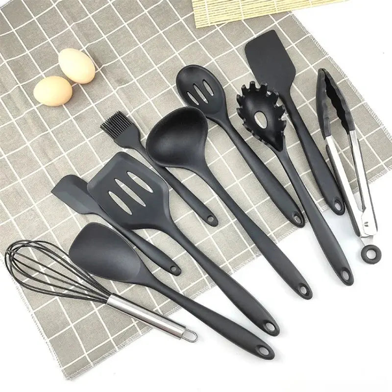 10 PCS Silicone Cookware Set Kitchen Cooking Tools Baking Tools Tableware Silicone Shovel Spoon Scraper Kitchen Accessories - Auraveia