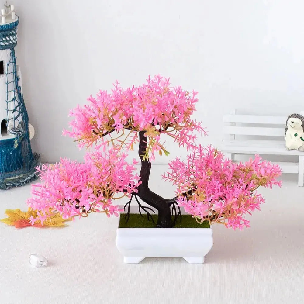 Artificial Plants Bonsai Small Tree Pot Fake Plant Flowers Potted Ornaments For Home Wedding Festival Decoration Accessories - Auraveia