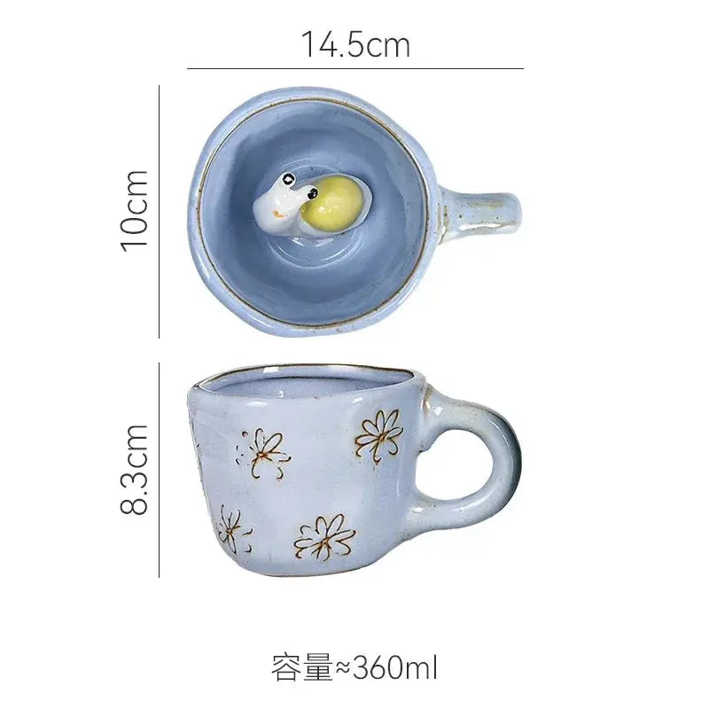 360ml Cups Ceramic Funny Cartoon Animal Tea Milk Cups Cute Handmade 3D Snail Daisy Dog Cat Coffee Mugs Creative Unique Gifts - Auraveia