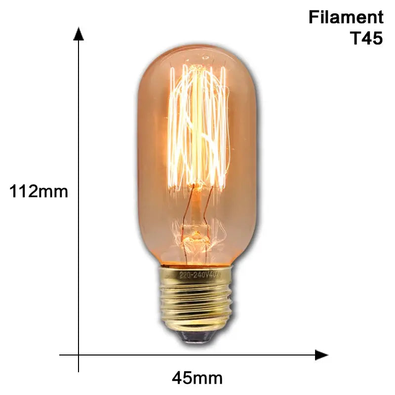 Retro Edison Bulb Lamps E27 40W 220V 110V Bedroom Industrial Loft Vintage Light Bulb For Home Decor T45 A19 ST64 G80 G95 Lamp - Auraveia