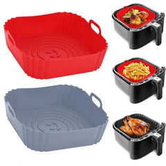 9 Inch Silicone Air Fryers Oven Baking Tray Pizza Fried Chicken Airfryer Silicone Basket Reusable Airfryer Pan Liner Accessories - Auraveia