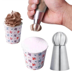 3pcs Stainless Steel Pastry Tip Torch Icing Nozzle Tips For Frosting Cupcake Cake Decorating Puff Making Baking Kitchen Tools - Auraveia