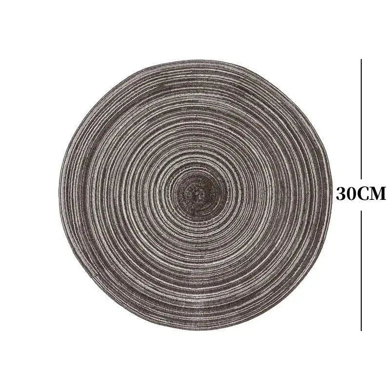 2/4Pcs Round Table Mat Woven Ramie Placemats Anti Slip Dining Table Mats Tableware Bowl Pads Drink Cup Coasters Kitchen Supplies - Auraveia