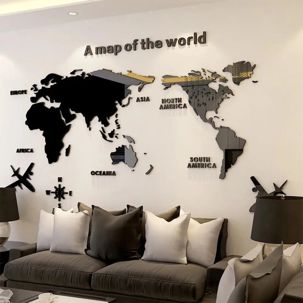 3D Acrylic World Map WallPaper Auraveia