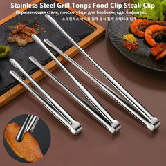 Stainless Steel Grill Tongs Food Clip BBQ Steak Clip Bread Tong Cooking Utensils Party Non-Slip Kitchen Gadgets Accessories - Auraveia