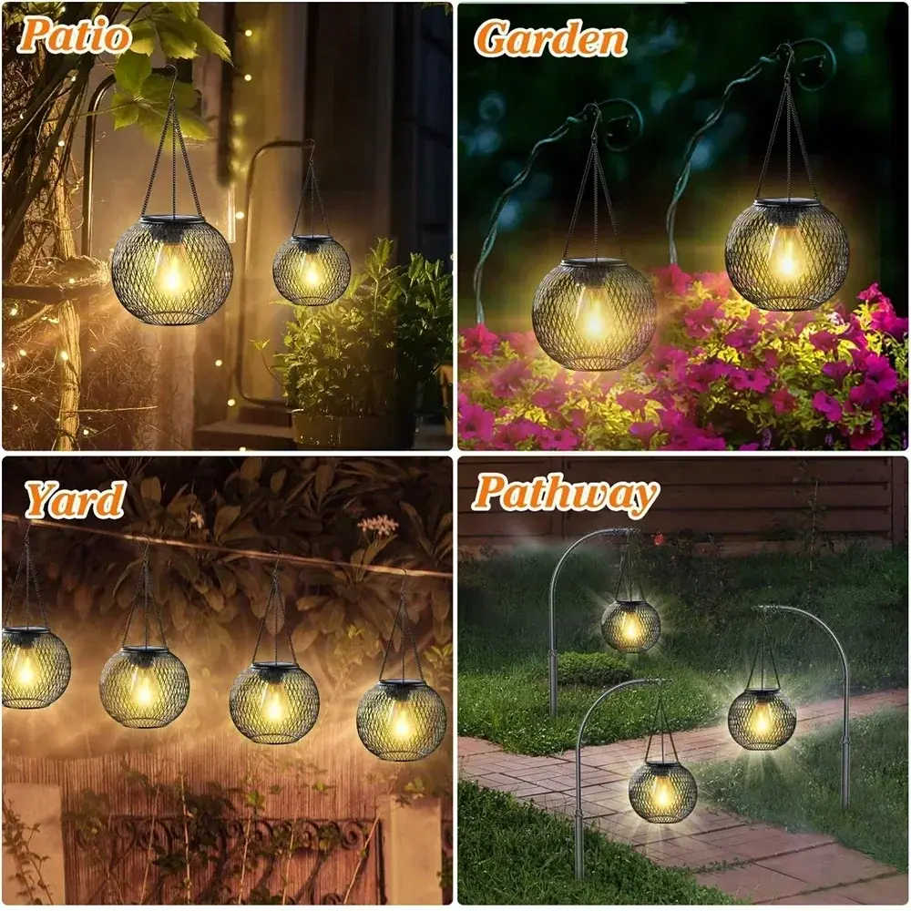 Solar Lantern Outdoor, Ortiny Upgraded Solar Lights for Outside Decorative Outdoor Hanging Lights Waterproof Solar Lanterns Auraveia