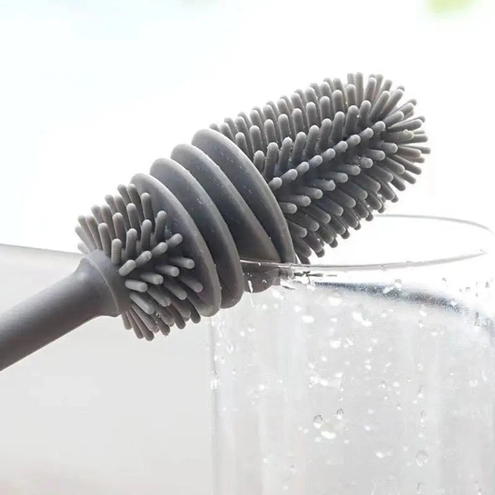 Silicone Milk Bottle Brush Cup Scrubber Glass Cleaner Long Handle Drink Bottle Clean Brush Kitchen Cleaning Tool Auraveia