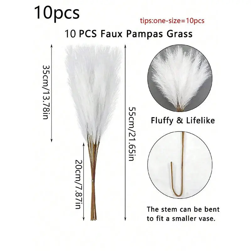 White Faux Pampas Grass Decor Auraveia