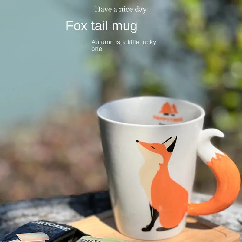 Creative Fox 3D Cartoon Coffee Mugs with Handle Personalized Office Cup Animal Ceramic Mug 350ml Tea Cup Korean Milk Mug - Auraveia