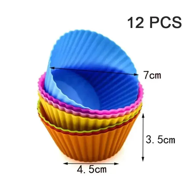 6/12PCS Silicone Muffin Mold Round Muffin Cup Heart Cake Baking Mold Kitchen Cooking Supplies Cake Decorating Tools - Auraveia