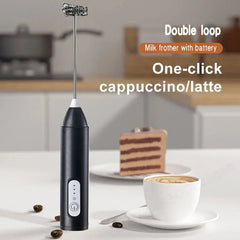 Wireless Milk Frother Electric Type-C Handheld Blender Stainless Steel Mini Coffee Maker Whisk Mixer For Coffee Cappuccino Cream Auraveia