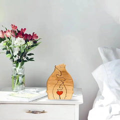 Bear Family Theme Wooden Art Puzzle Wooden Sculpture DIY Cute Family Member of Bears Puzzle Home Desktop Decor Mothers Day Gift - Auraveia