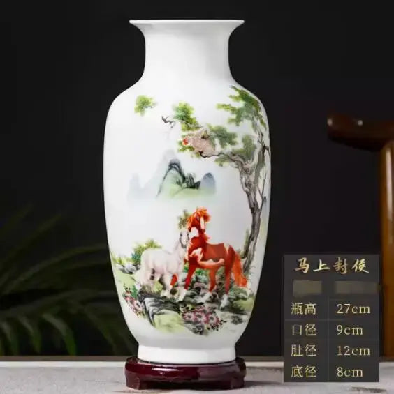 Jingdezhen Ceramic Vase Vintage Chinese Traditional Vases Home Decoration Animal Vase Fine Smooth Surface Furnishing Articles Auraveia